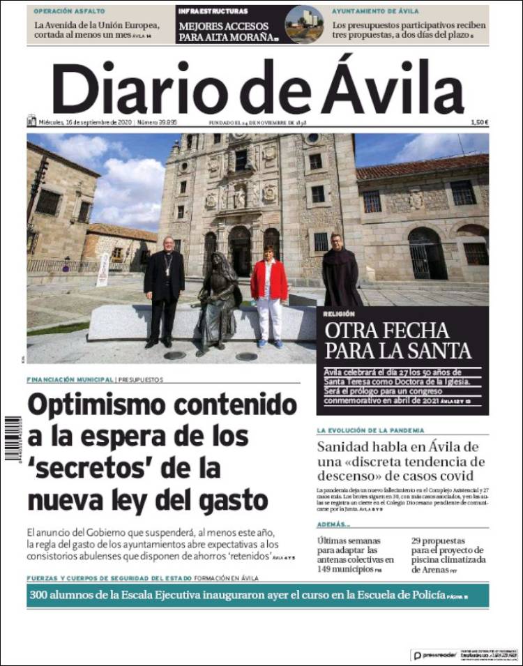 Portada de Diario de Ávila (España)