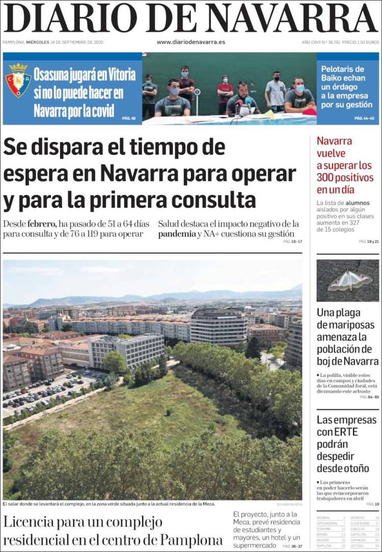 Portada de Diario de Navarra (España)