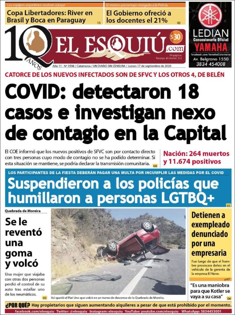 Portada de El Esquiu (Argentina)