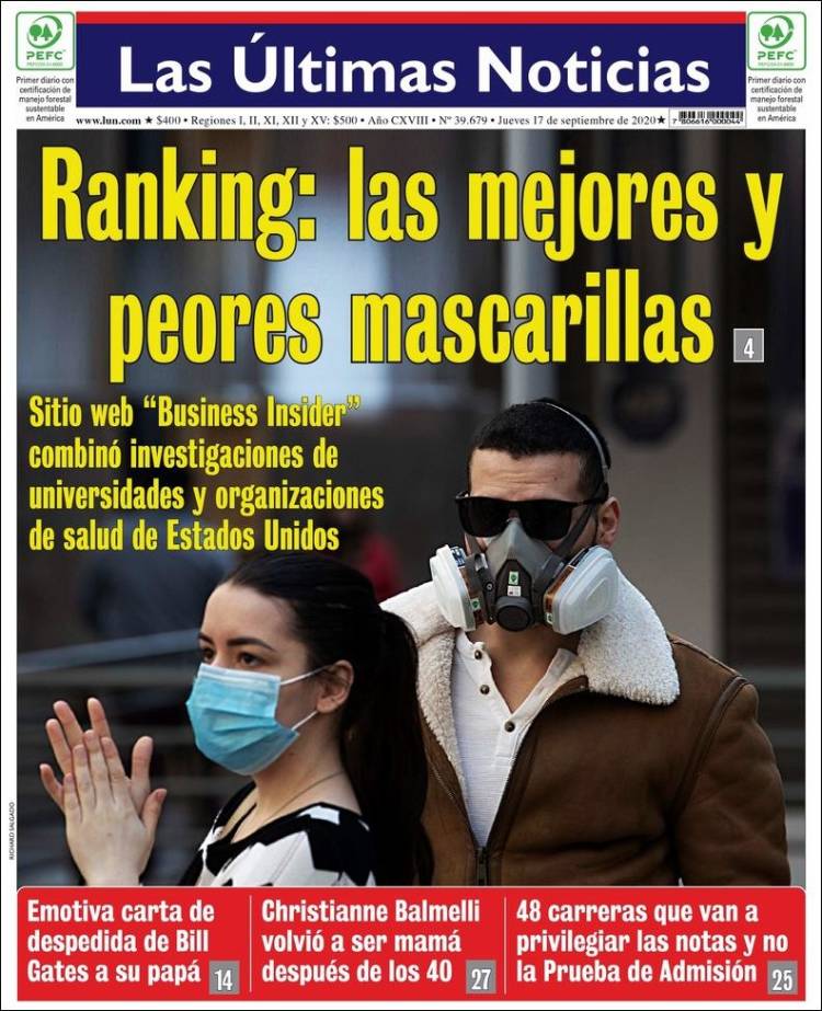 Portada de Las Últimas Noticias (Chile)