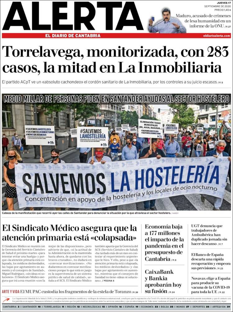 Portada de Alerta - El Diario de Cantabria (España)