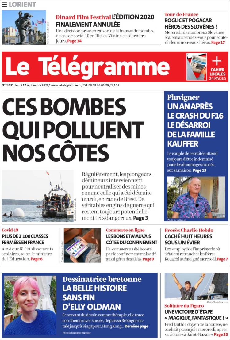 Portada de Télégramme (Francia)