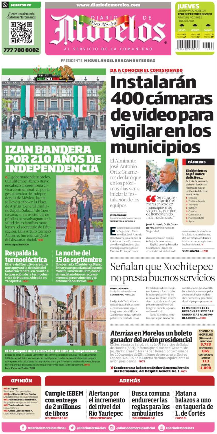 Portada de Diario de Morelos (México)