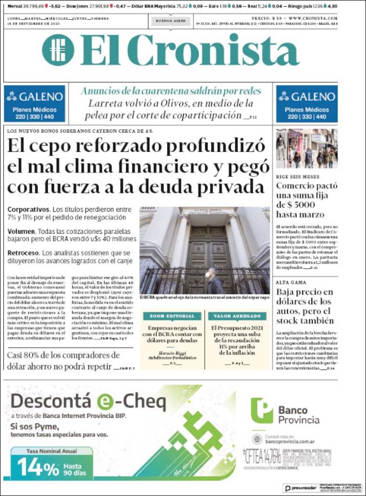 Portada de El Cronista Comercial (Argentina)