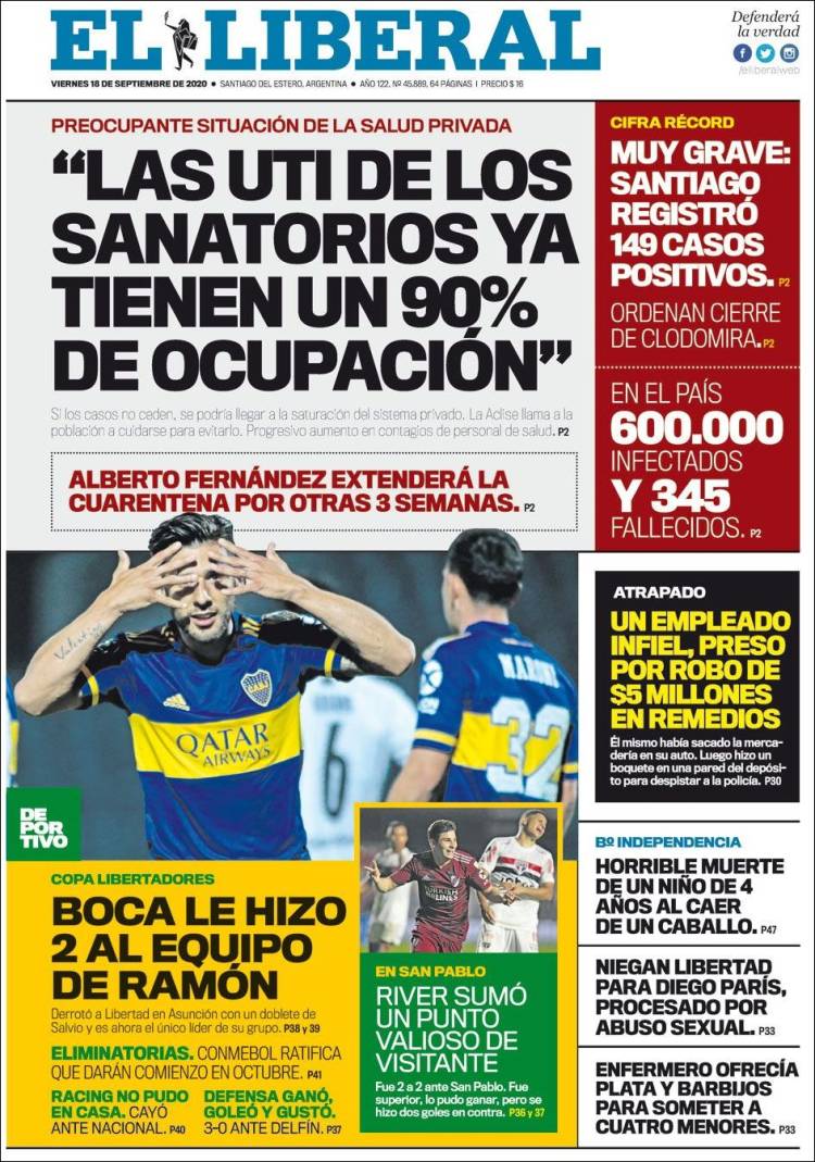 Portada de Diario El Liberal (Argentina)