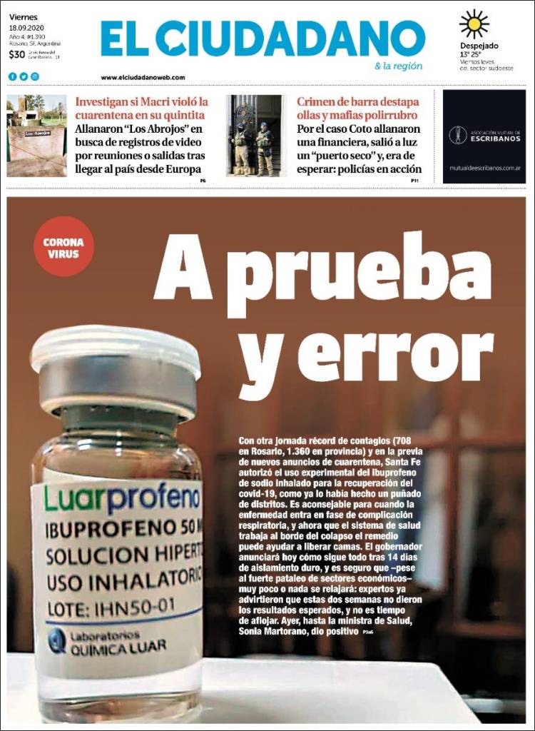 Portada de Diario El Ciudadano (Argentina)
