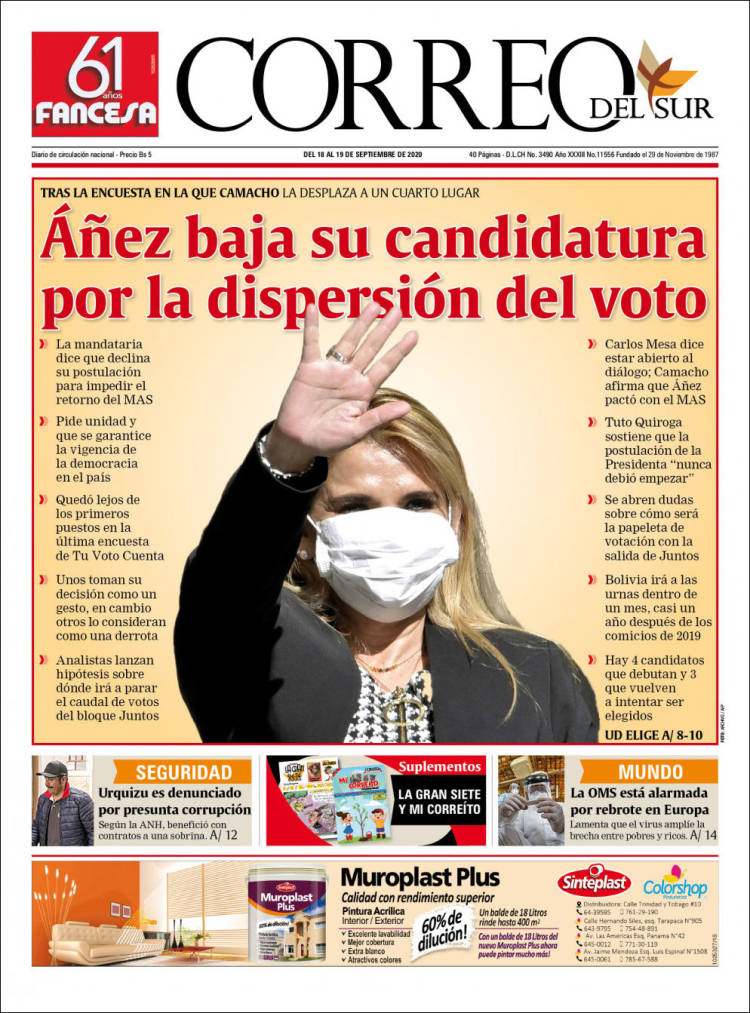 Portada de Correo Sur (Bolivia)