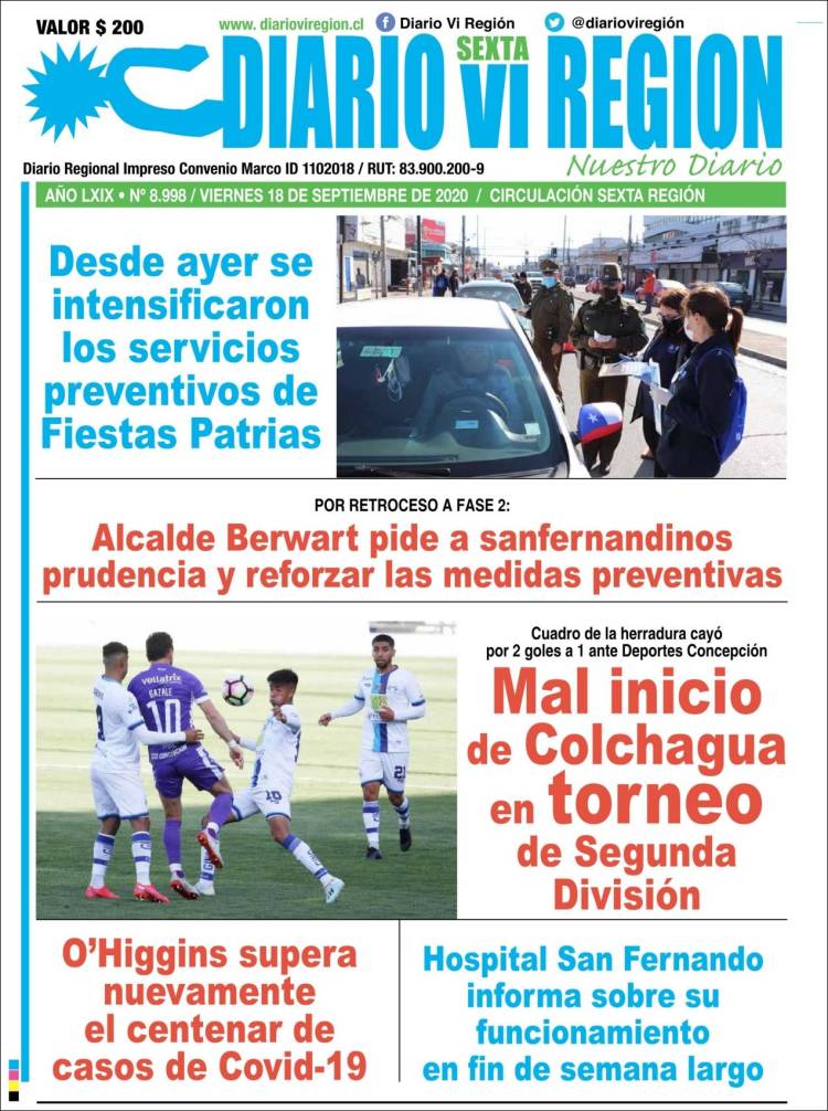 Portada de Diario VI Región (Chile)