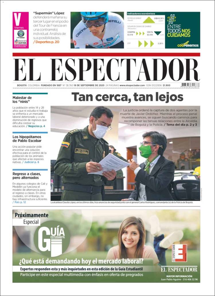 Portada de El Espectador (Colombia)