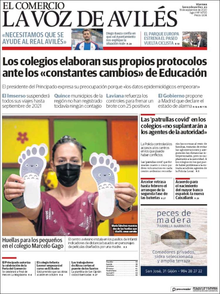 Portada de El Comercio - Avilés (España)