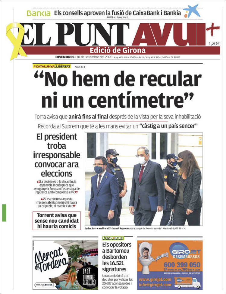 Portada de El Punt Avui - Girona (España)