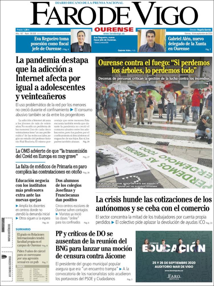 Portada de El Faro de Vigo - Ourense (España)