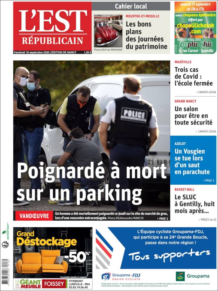 Portada de L'Est Republicain (Francia)