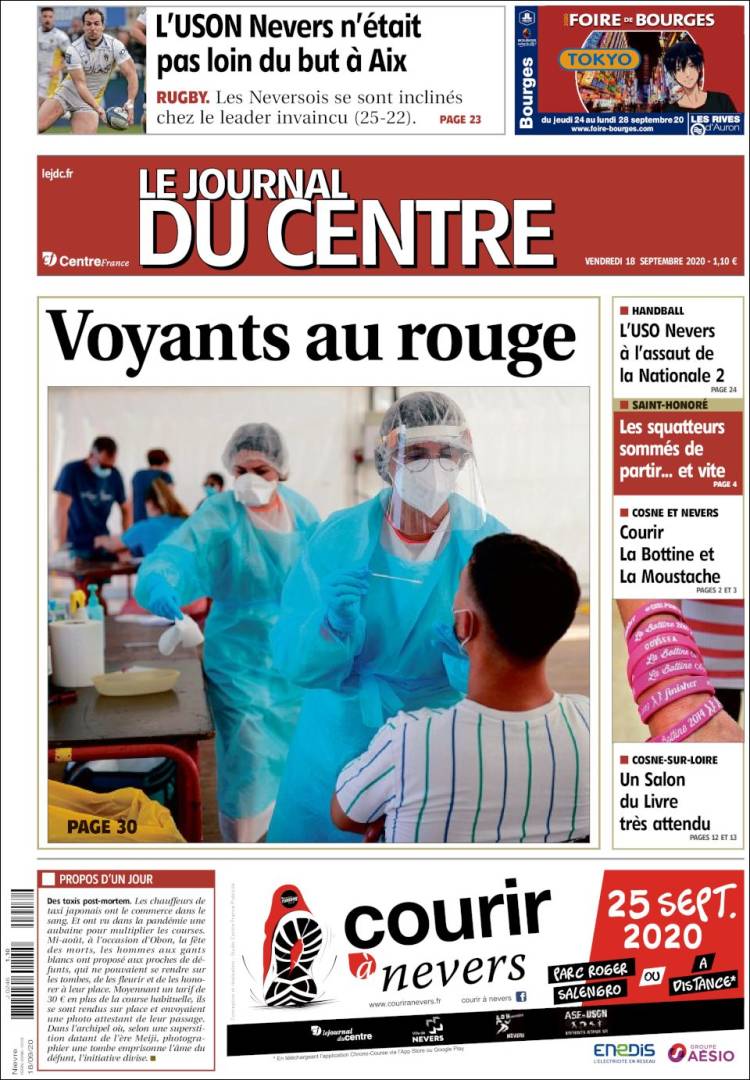Portada de Le Journal du Centre (Francia)