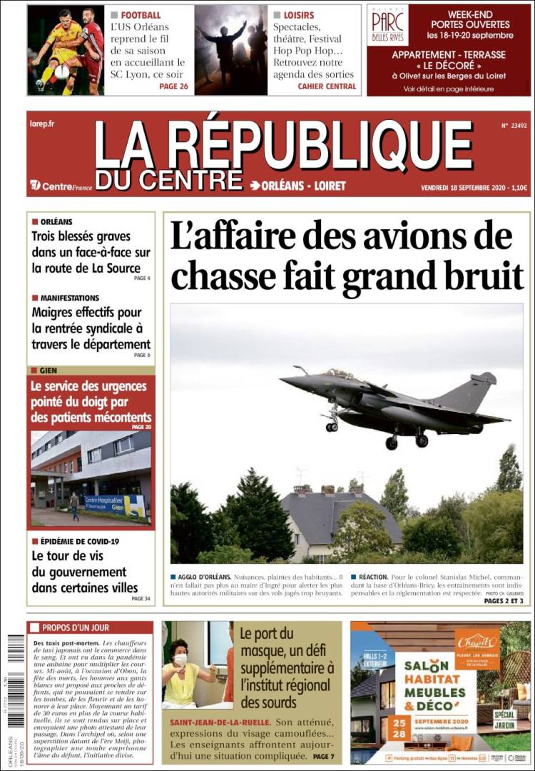 Portada de La République du Centre (Francia)