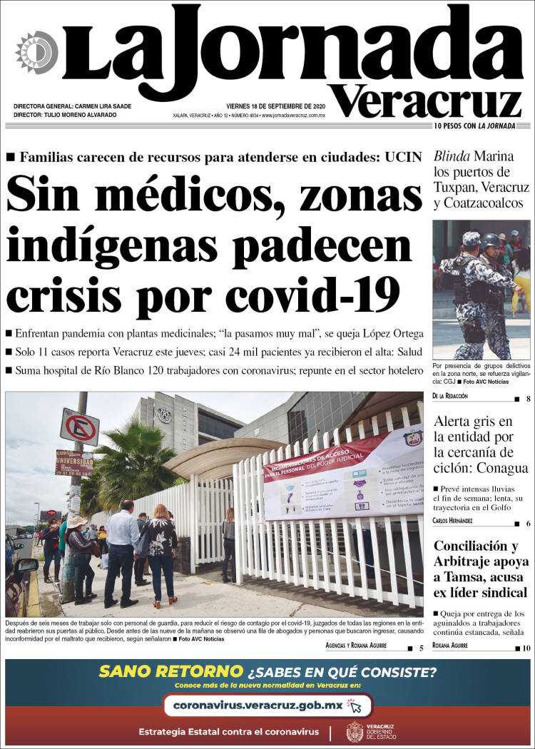 Portada de La Jornada Veracruz (M&eacute;xico)