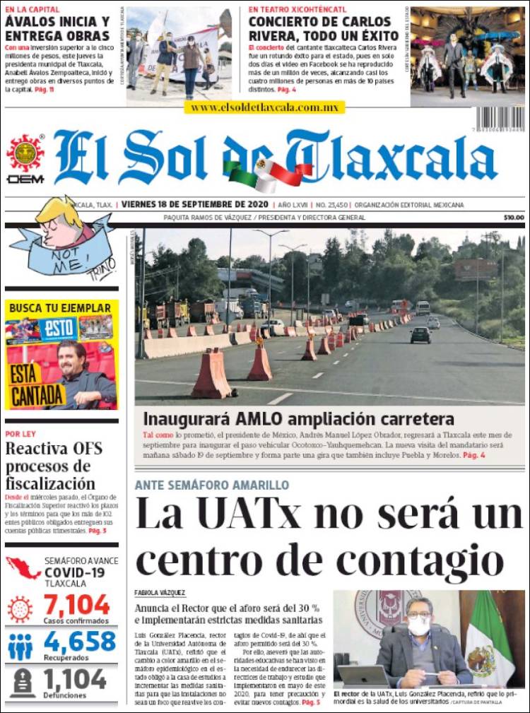 Portada de El Sol de Tlaxcala (M&eacute;xico)