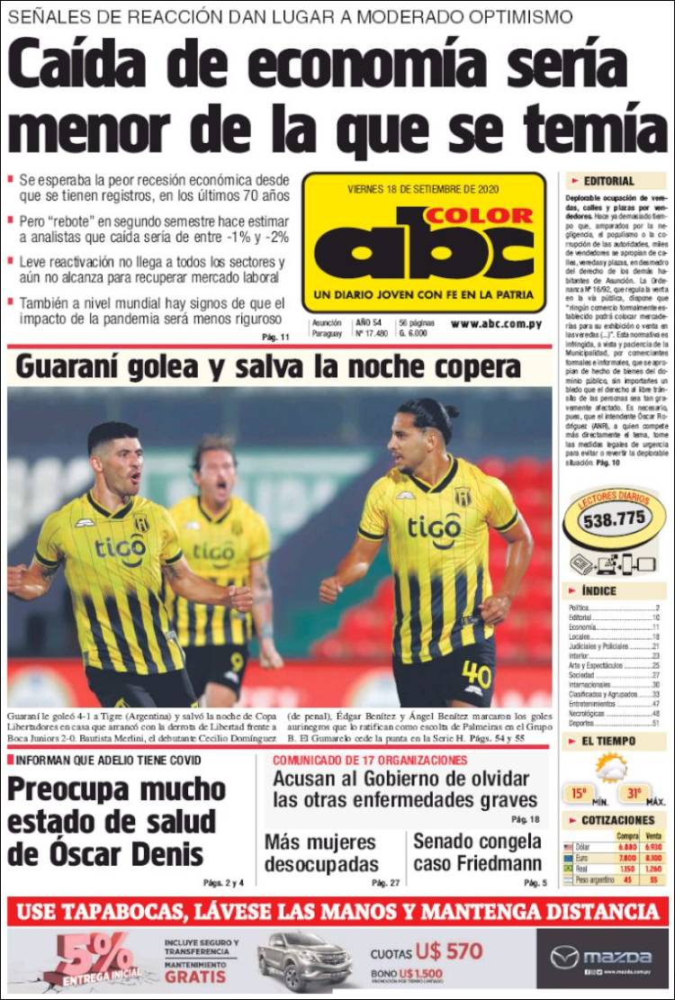 Portada de ABC Color (Paraguay)