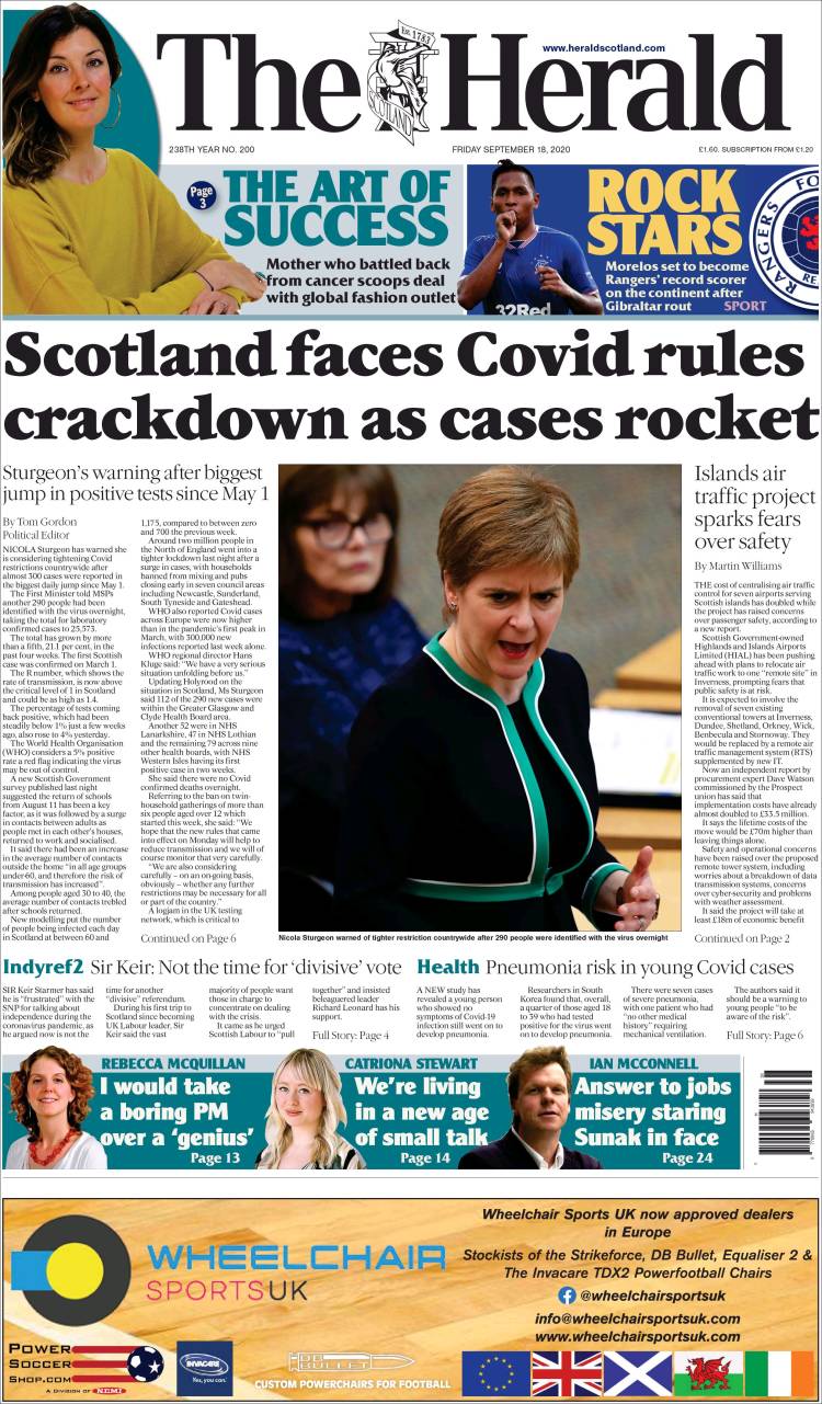 Portada de The Herald (Reino Unido)