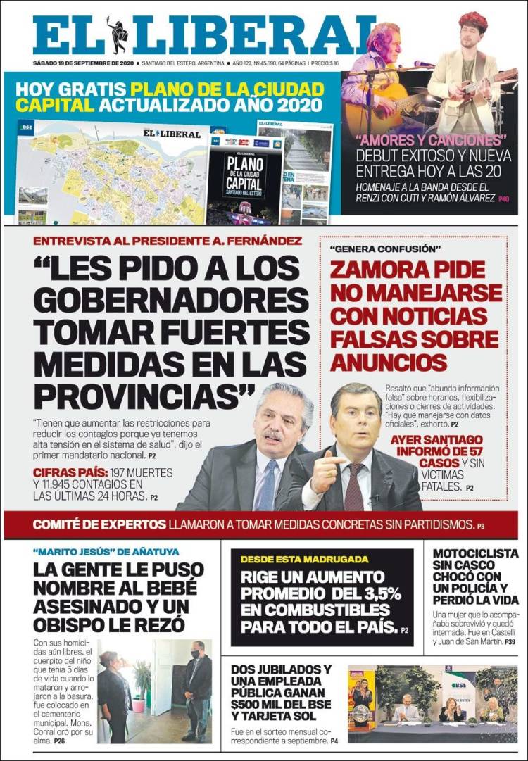 Portada de Diario El Liberal (Argentina)