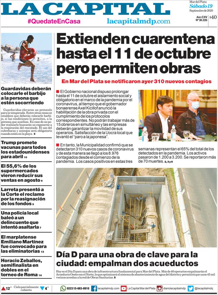 Portada de Diario La Capital - Mar del Plata (Argentina)