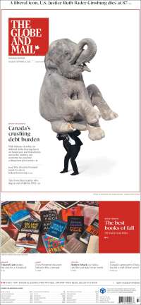 Portada de The Globe and Mail (Canadá)