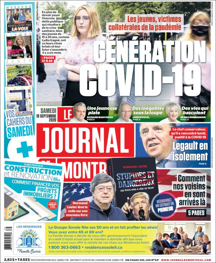 Portada de Le Journal de Montréal (Canadá)