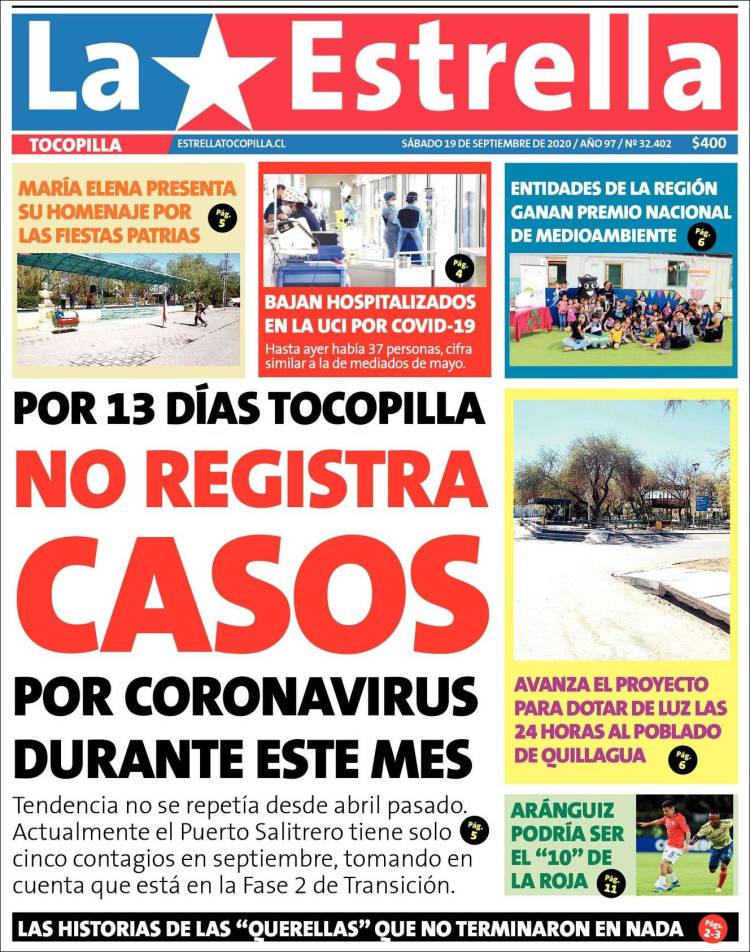 Portada de La Estrella de Tocopilla (Chile)