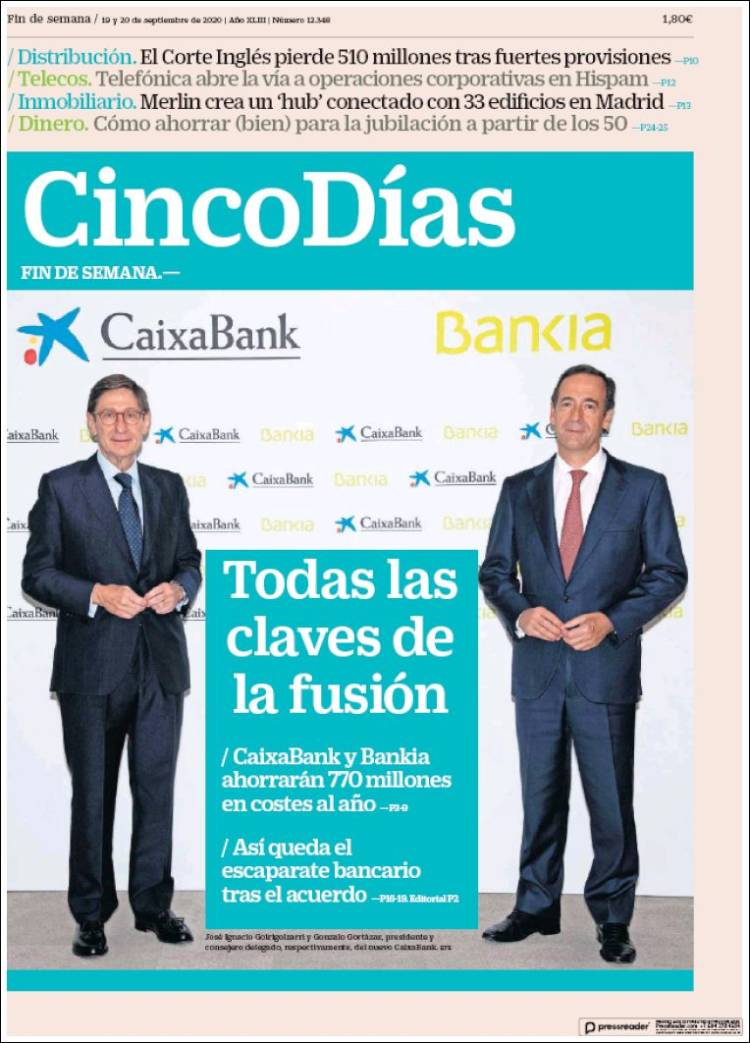 Portada de Cinco Días (Espa&ntilde;a)