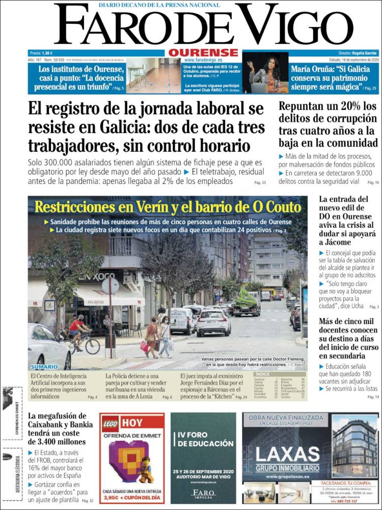 Portada de El Faro de Vigo - Ourense (Espa&ntilde;a)