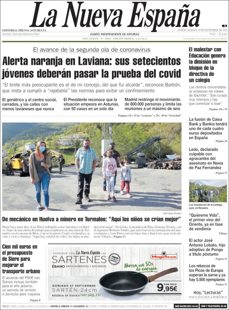 Portada de La Nueva España (Espa&ntilde;a)