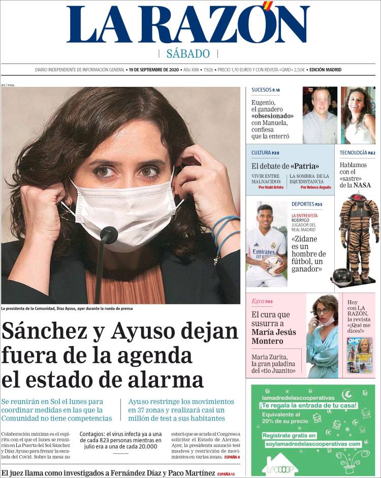 Portada de La Razón (Espa&ntilde;a)