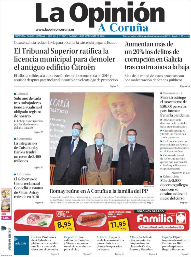 Portada de La Opinión de A Coruña (Espa&ntilde;a)