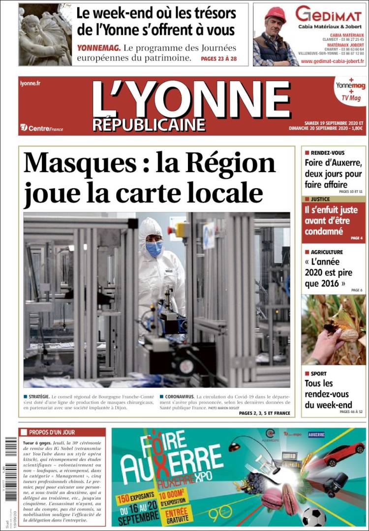 Portada de L'Yonne-Républicaine (Francia)