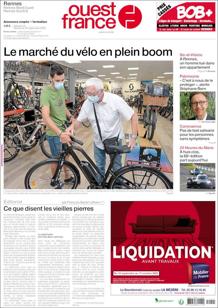 Portada de Ouest France (Francia)