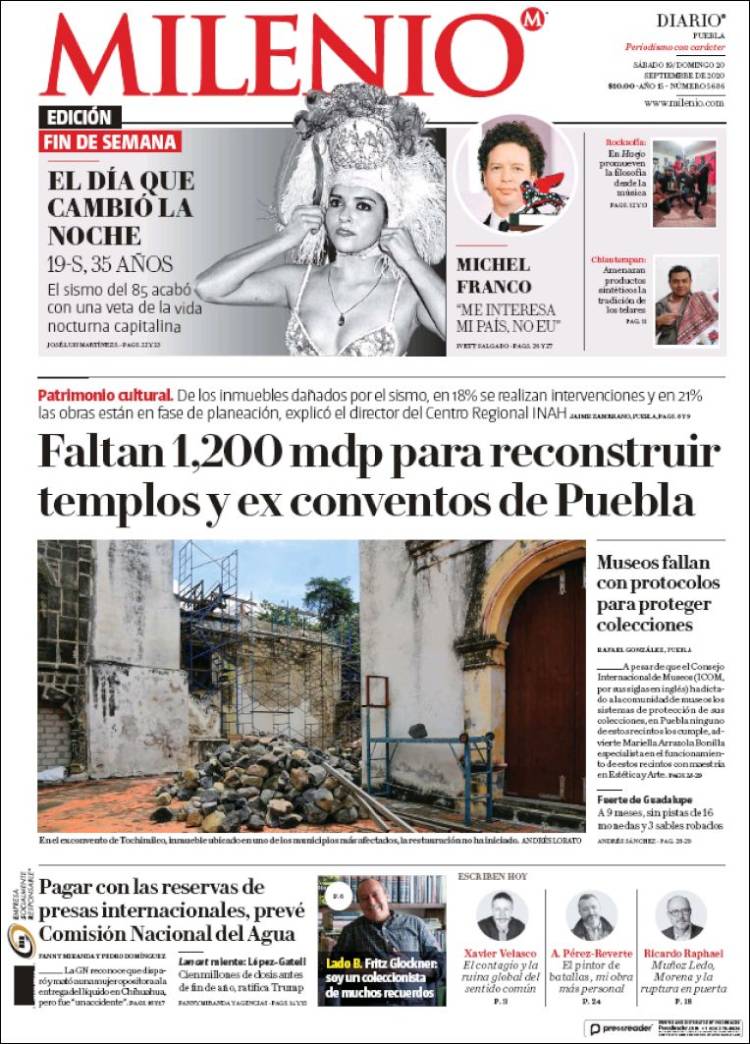 Portada de Milenio de Puebla (México)