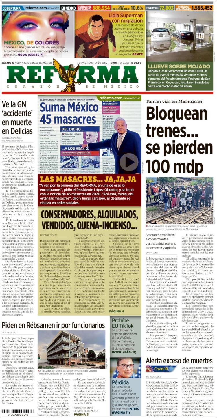 Portada de Reforma (México)