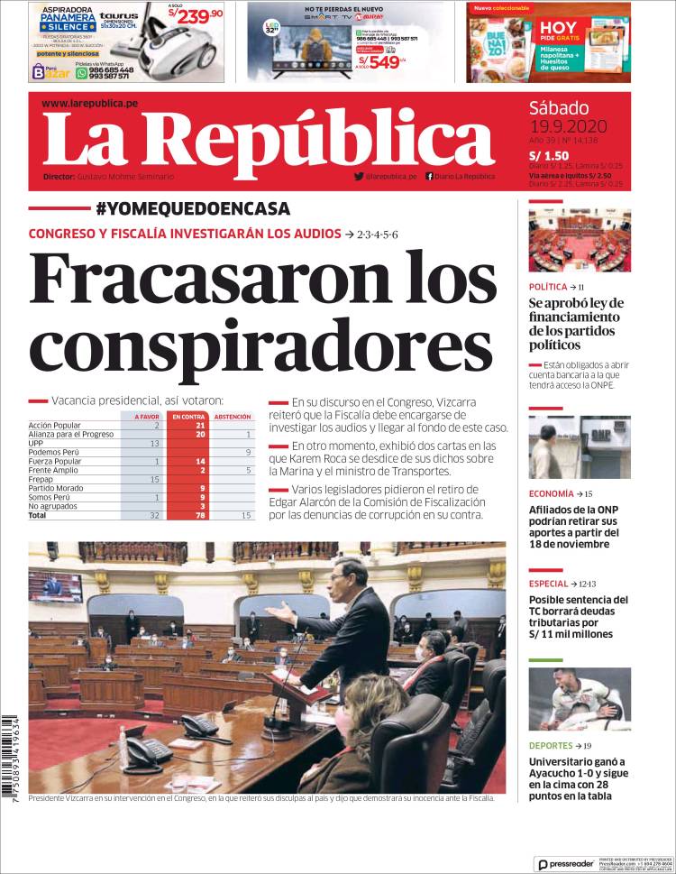 Portada de La Republica (Per&uacute;)