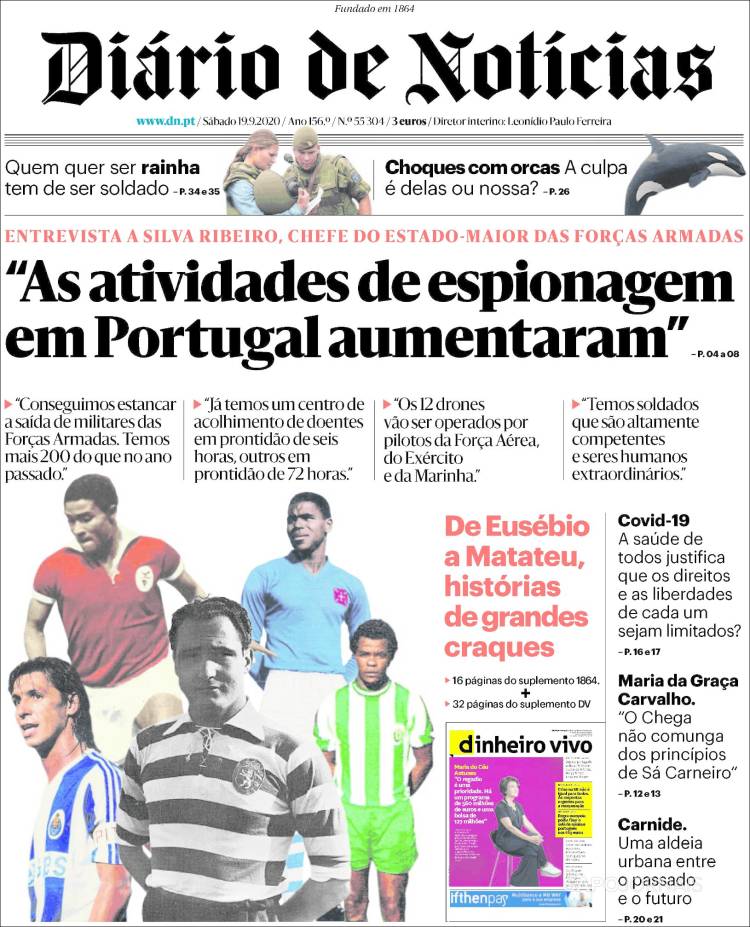 Portada de Diário de Noticias (Portugal)