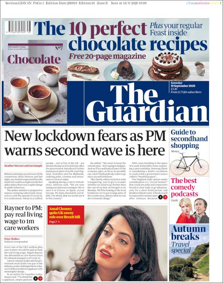 Portada de The Guardian (Reino Unido)