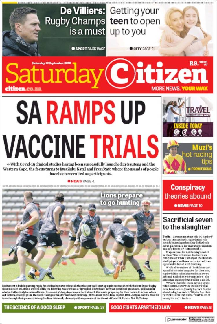 Portada de The Citizen (Sud&aacute;frica)