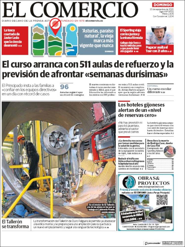 Portada de El Comercio - Gijón (Espa&ntilde;a)