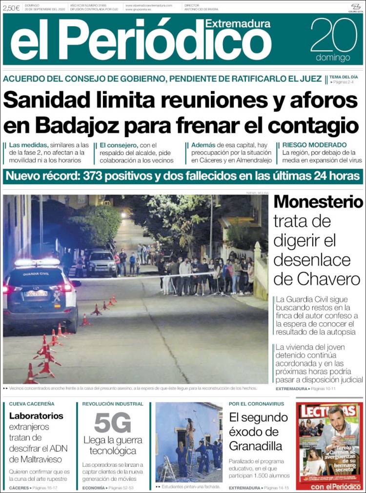 Portada de El Periódico de Extremadura (Espa&ntilde;a)