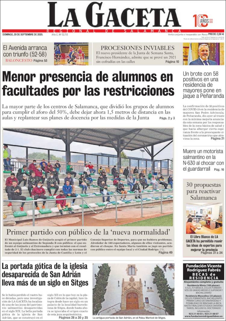 Portada de La Gaceta de Salamanca (Espa&ntilde;a)