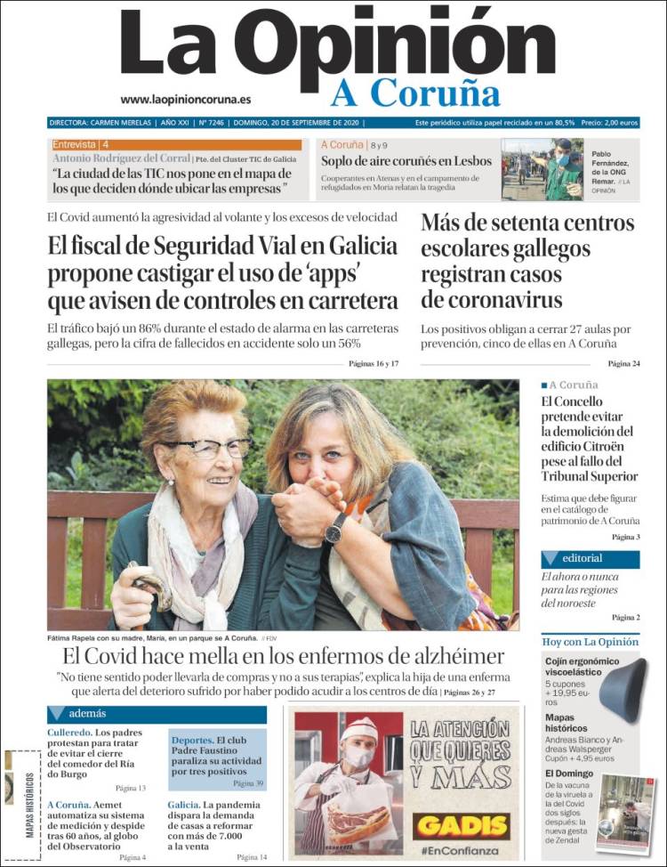 Portada de La Opinión de A Coruña (Espa&ntilde;a)