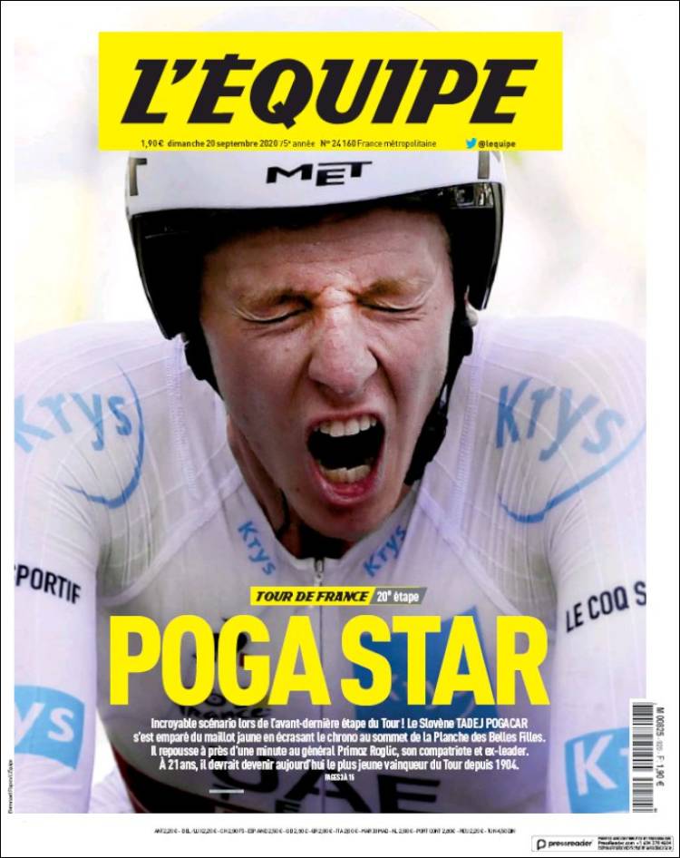 Portada de L'Equipe (Francia)