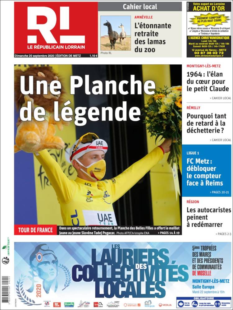 Portada de Le Republicain Lorrain (Francia)