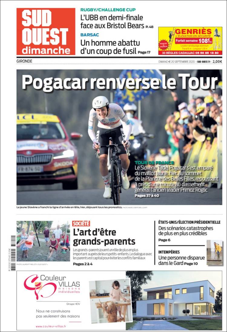 Portada de Sud Ouest (Francia)