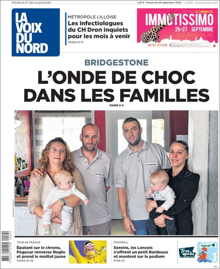 Portada de La Voix du Nord (Francia)