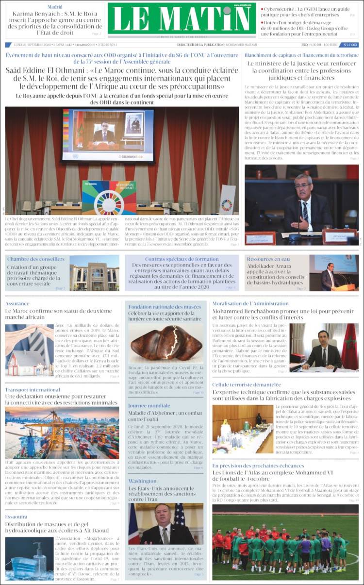 Portada de Le Matin (Marruecos)